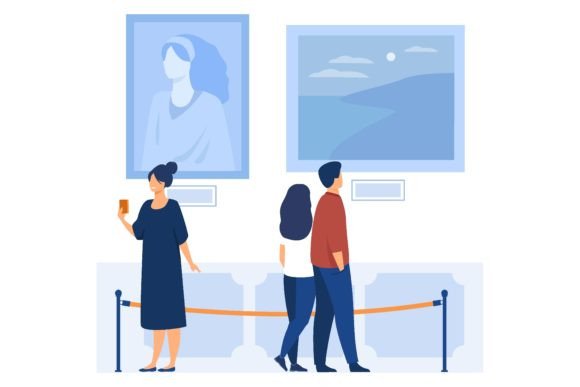 Download Museum Visitors Walking in Art Gallery. - Gallery Collection