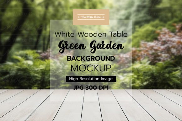 Download Wood Table with Garden Background Mockup - Background mockup Collection