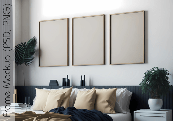 Download Gallery Frame Mockup in Bedroom Interior - Gallery Collection