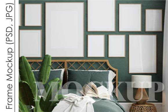 Download Gallery Wall Mockup in Bedroom Interior - Gallery Collection