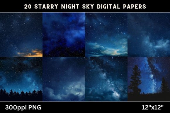 Download Starry Night Sky Digital Papers - Digital paper Collection