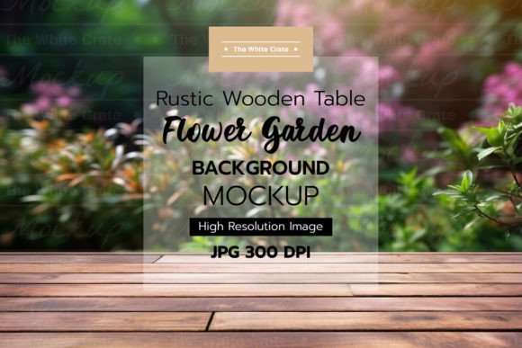 Download Wood Table with Garden Background Mockup - Background mockup Collection
