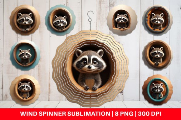 Download Wind Spinner 3D Illustration Raccoon - 3d illustration Collection