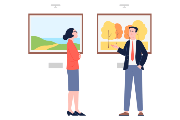 Download People in Art Museum. Gallery Exhibition - Gallery Collection