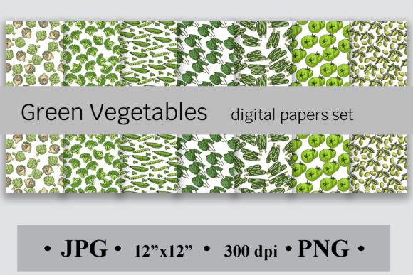 Download Green Vegetables Digital Papers Set - Digital paper Collection