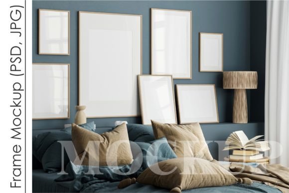 Download Gallery Wall Mockup in Bedroom Interior - Gallery Collection