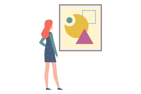 Download Young Woman in Art Gallery. Female Visit - Premium Resources
