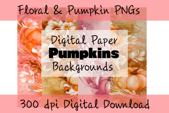 Download Elegant Pumpkin Floral Art Digital Paper - Digital paper Collection