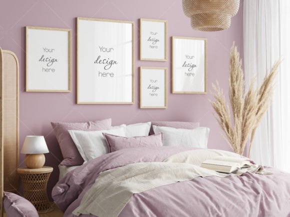 Download Gallery Wall Mockup in Bedroom Interior - Gallery Collection