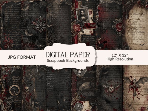 Download Gothic Distressed Digital Paper - Digital paper Collection