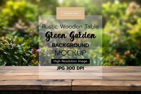 Download Wood Table with Garden Background Mockup - Background mockup Collection