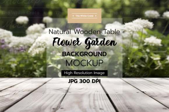Download Wood Table with Garden Background Mockup - Background mockup Collection