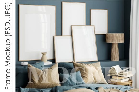 Download Gallery Wall Mockup in Bedroom Interior - Gallery Collection