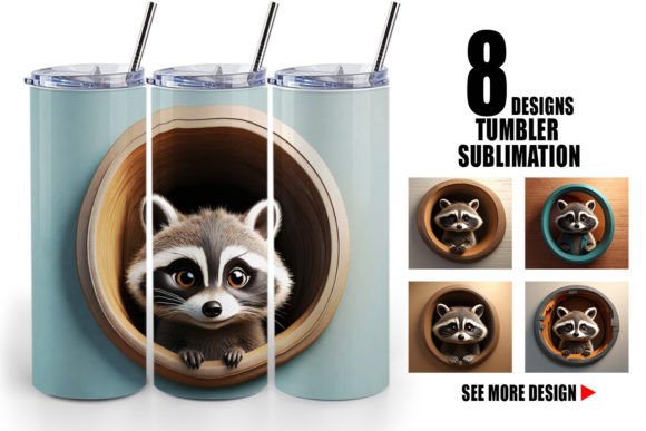 Download Tumbler 3D Illustration Raccoon - 3d illustration Collection