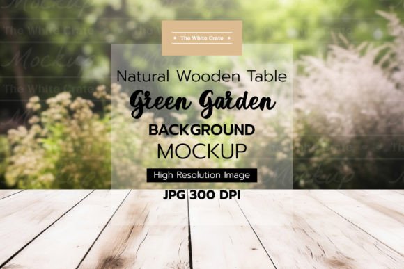Download Wood Table with Garden Background Mockup - Background mockup Collection