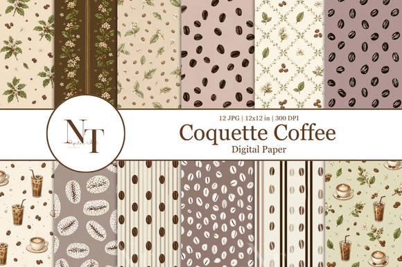 Download Coquette Coffee Digital Paper - Digital paper Collection